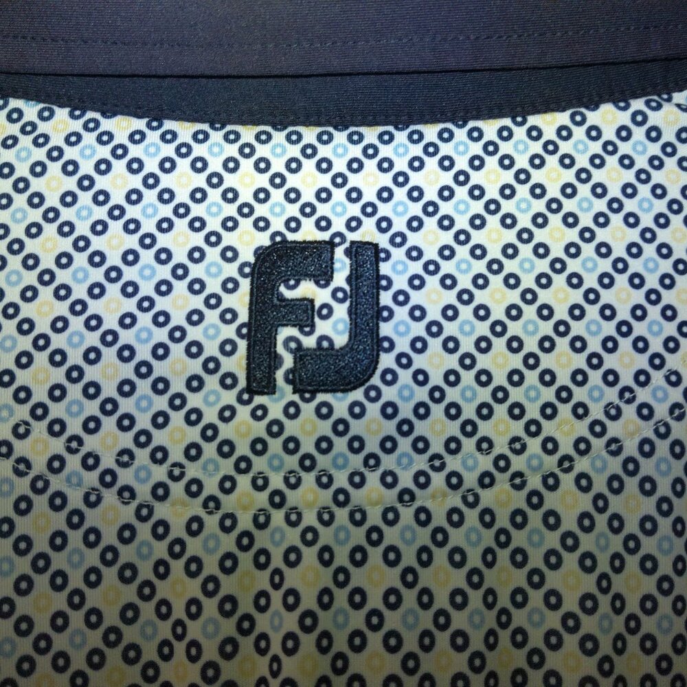 FootJoy Men’s Golf Polo Shirt Blue Pattern TPC Golf Club Logo Performance Size L - Picture 4 of 5